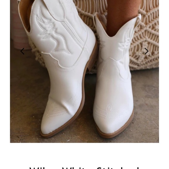 White Sticked Western Ankle Boots Size 8 - Picture 4 of 15